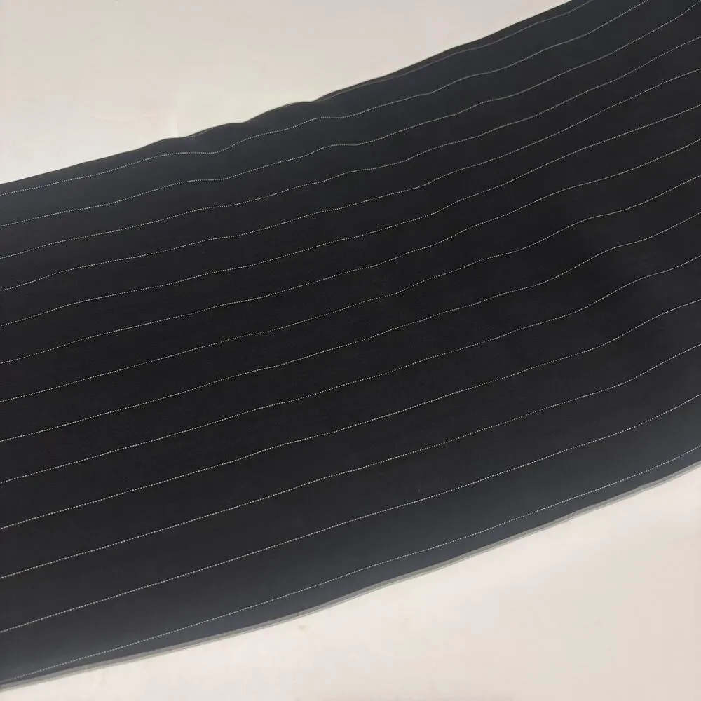 Black White Pinstripe Polyester Suiting Fabric 4.5 Yds 44